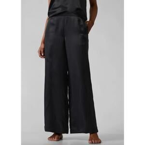 Athleta Calm Cool Pant Pull On Satin Cupro Wide Leg Relaxed Lounge Medium Black